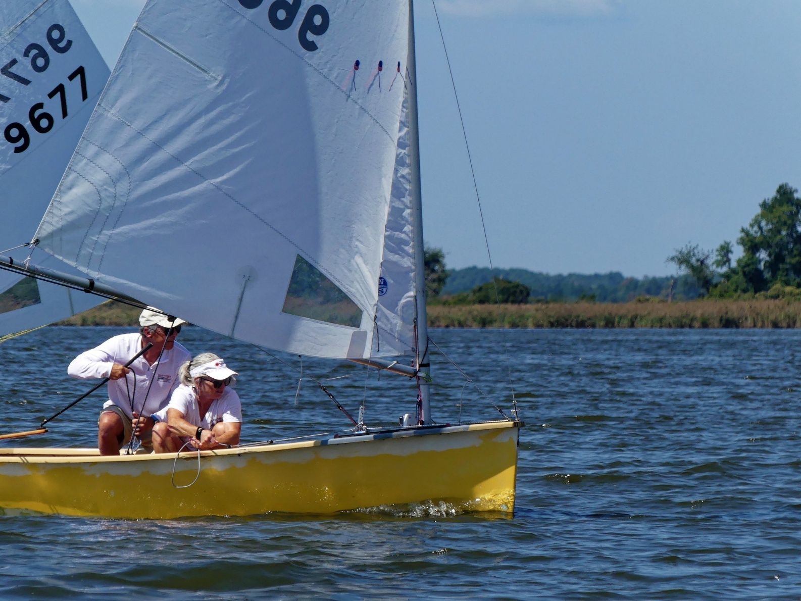 A couple of people sailing on a lake AI-generated content may be incorrect.